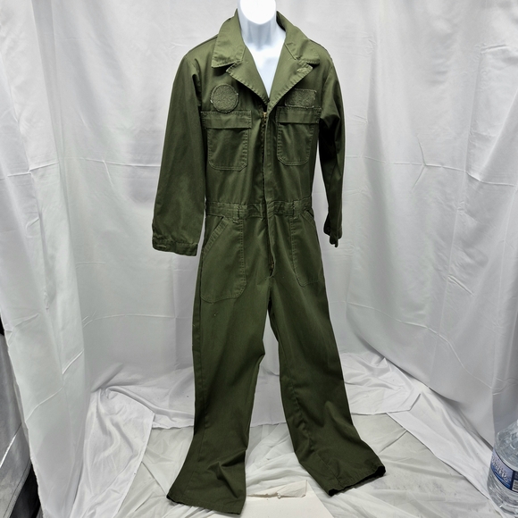 US Military Green Utility Coveralls NSN 8405-01-462-4058 Size 40L Unicor FPI - Picture 1 of 14